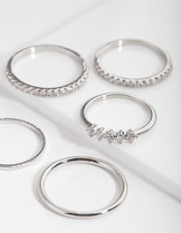 Silver Cubic Zirconia Eternity 5-Pack Rings - link has visual effect only