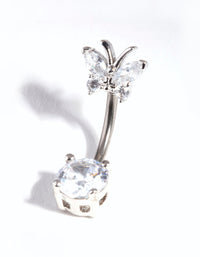 Titanium Cubic Zirconia Butterfly Belly Bar - link has visual effect only