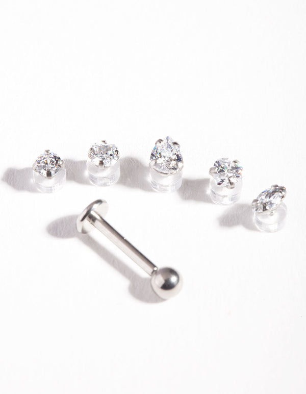 Surgical Steel Cubic Zirconia Flat Back 6-Pack