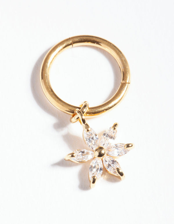 Gold Surgical Steel Cubic Zirconia Clicker Ring