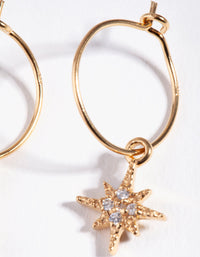 Yellow Gold Plated Celestial Hoop Earrings - link has visual effect only