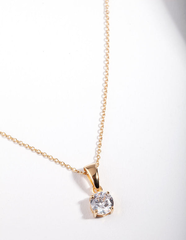 Gold Plated Sterling Silver 1 Carat Cubic Zirconia Necklace