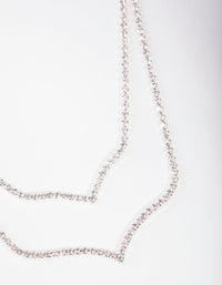 Silver Diamante Double Row Point Necklace - link has visual effect only