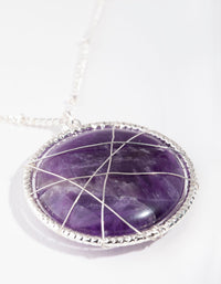 Silver Long Caged Amethyst Necklace - link has visual effect only