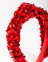 Festive Red Sequin Knot Headband - link has visual effect only