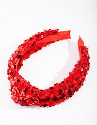 Festive Red Sequin Knot Headband - link has visual effect only
