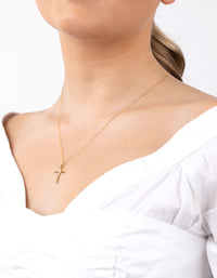 Sterling Silver Gold Diamante Cross Necklace - link has visual effect only