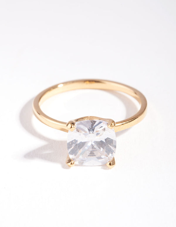 Gold Plated Sterling Silver 1.5 Carat Cushion Ring