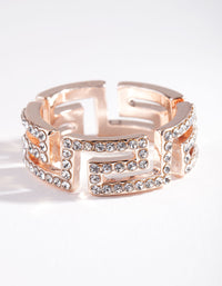 Rose Gold Diamante Greek Key Ring - link has visual effect only