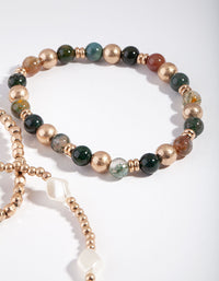 Gold Green Mix Bead Bracelet Pack - link has visual effect only