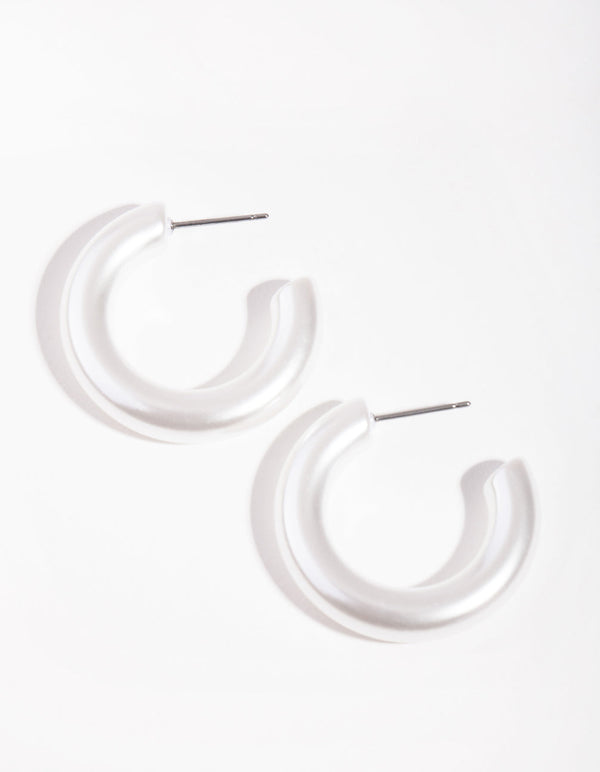 Plastic Pearlised Hoop Earrings