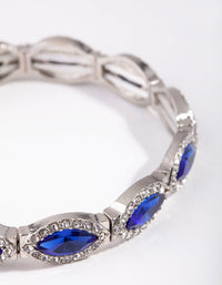 Rhodium Marquise Blue Diamante Stretch Bracelet - link has visual effect only