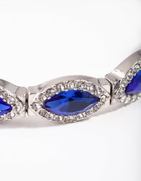 Rhodium Marquise Blue Diamante Stretch Bracelet - link has visual effect only
