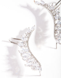 Rhodium Cubic Zirconia Marquise Crawler Earrings - link has visual effect only