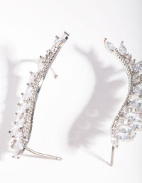 Rhodium Cubic Zirconia Marquise Crawler Earrings - link has visual effect only