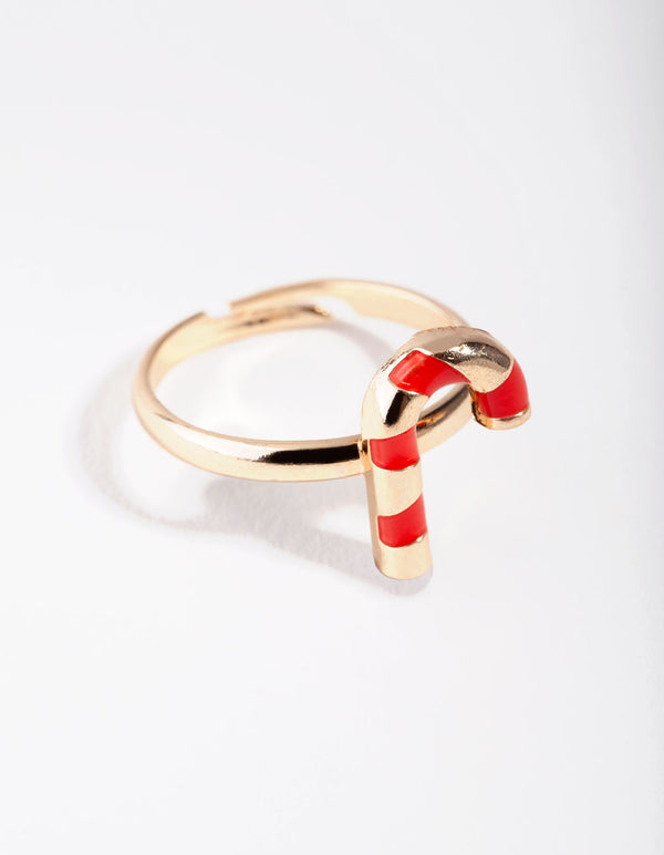 Kids Gold Candy Cane Ring