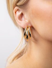 Gold 3-Row Hoop Earrings - link has visual effect only