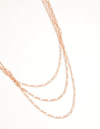 Rose Gold Plated Multi Row Figaro Chain Necklace - link has visual effect only
