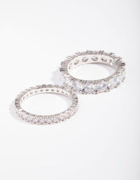 Rhodium Cubic Zirconia Ring Set - link has visual effect only