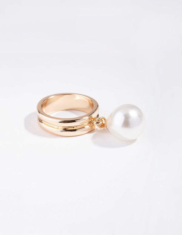 Gold Pearly Charm Ring