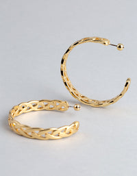 18ct Gold Plated Brass Chain Link Hoop Earrings - link has visual effect only