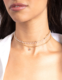 Gold Diamante & Pearl Choker 6-Pack - link has visual effect only