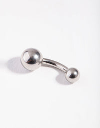 Surgical Steel Rhodium Grad Ball Mini Belly Ring - link has visual effect only