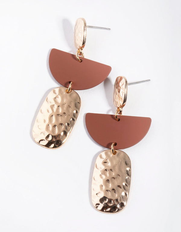 Gold Coated Texture Drop Earrings