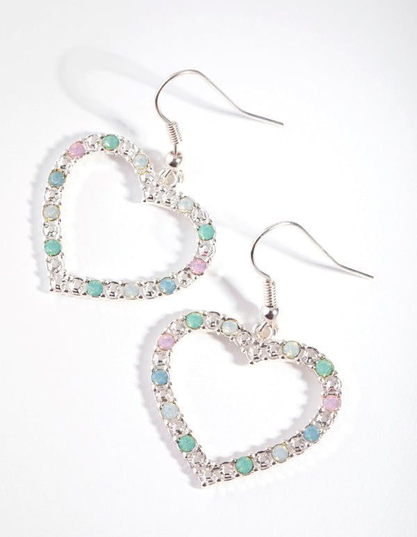 Silver Pretty Heart Drop Earrings
