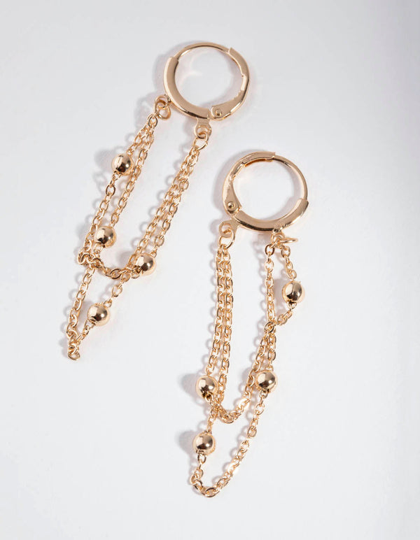 Gold Ball Chain Huggie Earrings