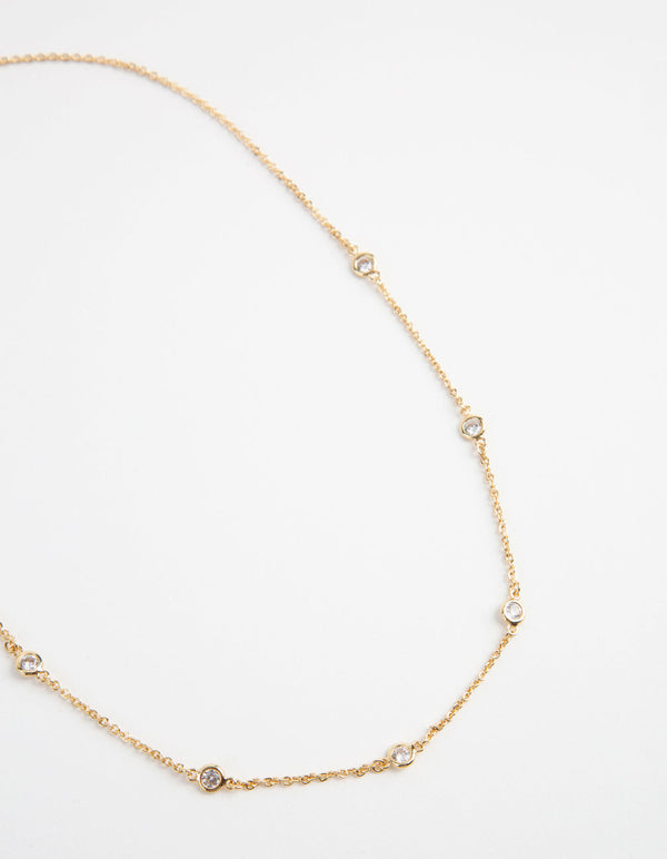 Gold-Plated Seven Crystal Necklace