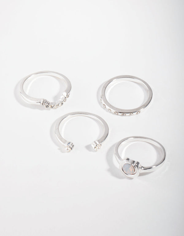 Silver Moon Ring 4-Pack
