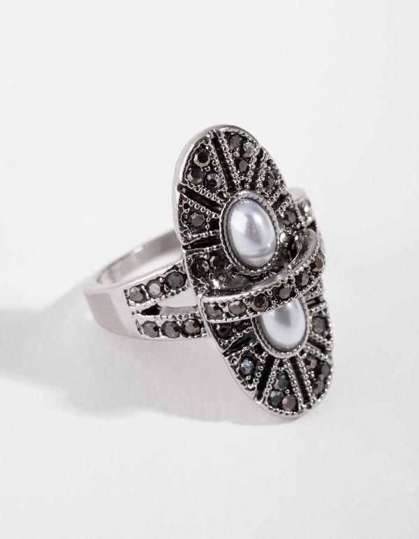 Antique Silver Pearly Dome Ring
