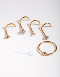 Gold Surgical Steel Diamante Nose 6-Pack - link has visual effect only
