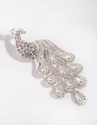 Silver Diamante Peacock Broach - link has visual effect only