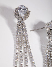 Rhodium Cubic Zirconia Cupchain Fringe Drop Earrings - link has visual effect only