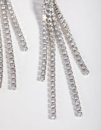 Rhodium Cubic Zirconia Cupchain Fringe Drop Earrings - link has visual effect only