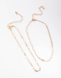 Gold Small Rectangle Chain Necklace - link has visual effect only