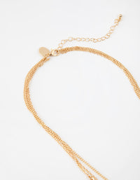 Gold Short Diamante Moon 3-Row Necklace - link has visual effect only