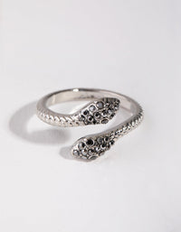Gunmetal Crystal Snake Ring - link has visual effect only