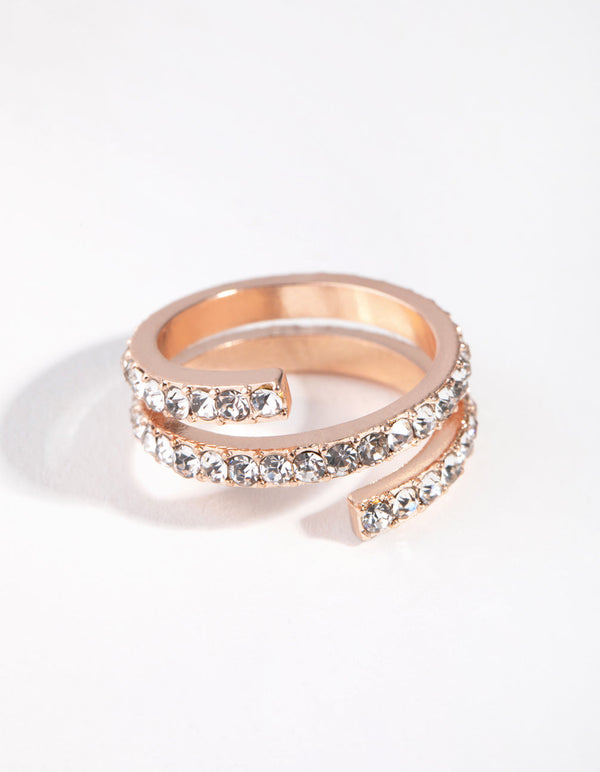 Rose Gold Crystal Twist Ring