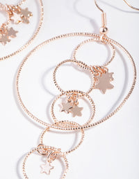 Rose Gold Circle Star Drop Earrings - link has visual effect only
