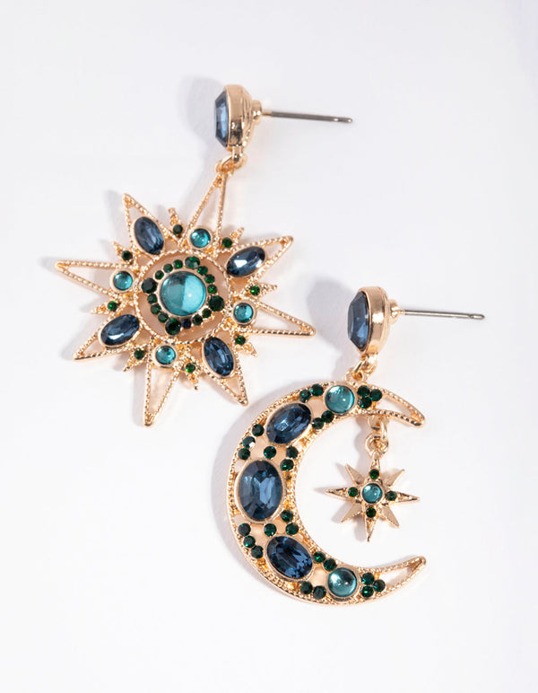 Gold Mini Star & Moon Earrings