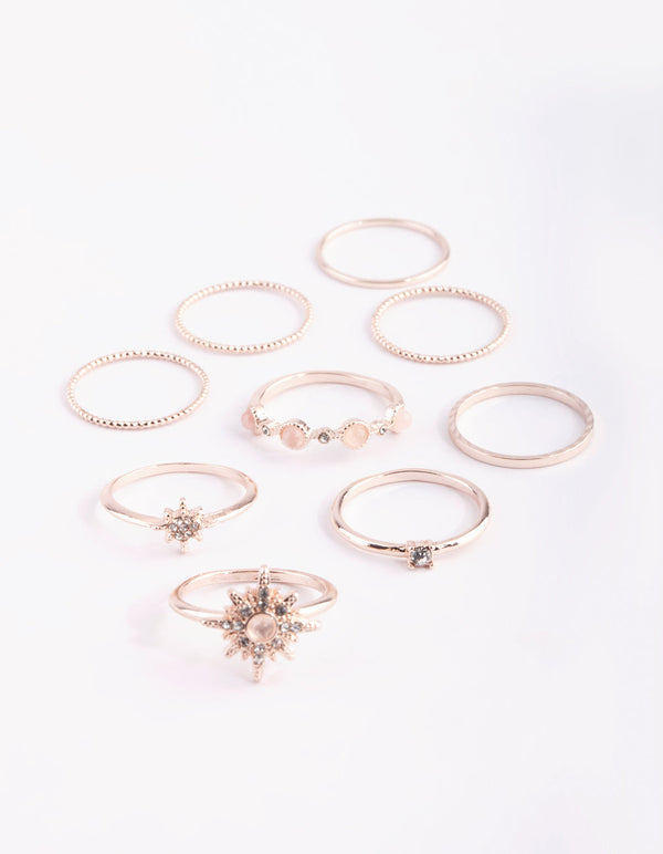 Rose Gold Star Cluter Ring 9-Pack