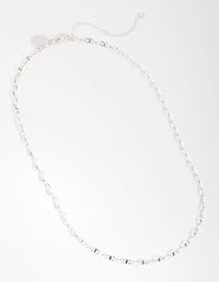 Silver Plated Mini Link Chain Necklace - link has visual effect only
