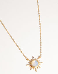 Gold Plated Diamante & Moonstone Sun Necklace - link has visual effect only