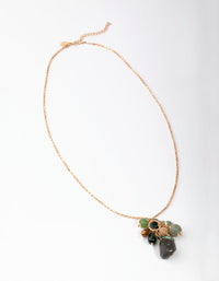 Gold Beaded Cluster Long Necklace - link has visual effect only