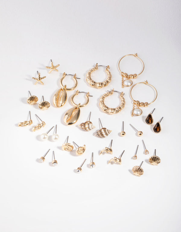 Gold Under the Sea 16-Pack Earring