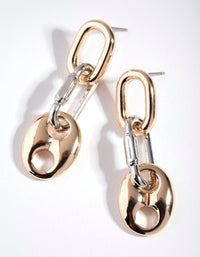 Mixed Metal Puffed Mariner Drop Earrings - link has visual effect only