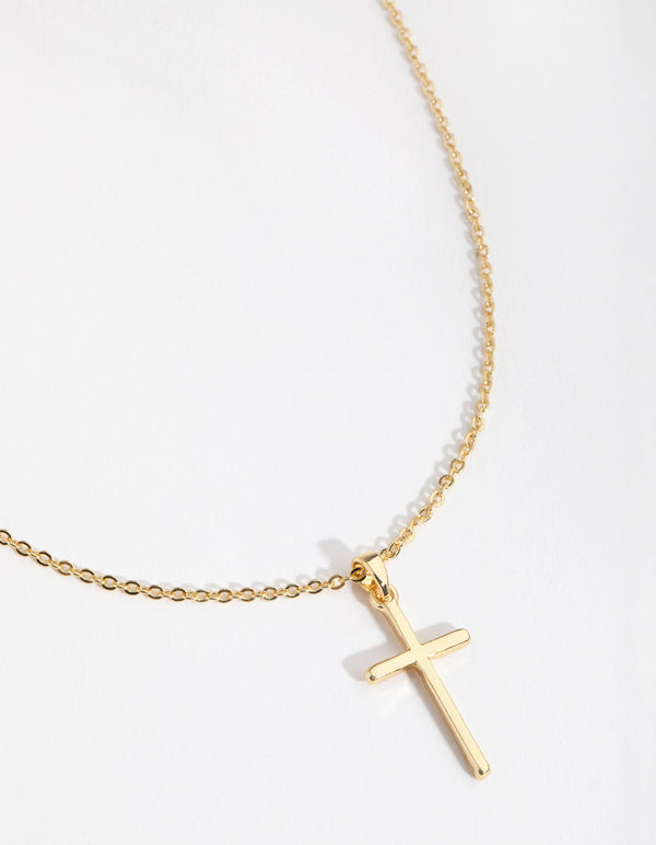 Gold Plated 45cm Cross Necklace